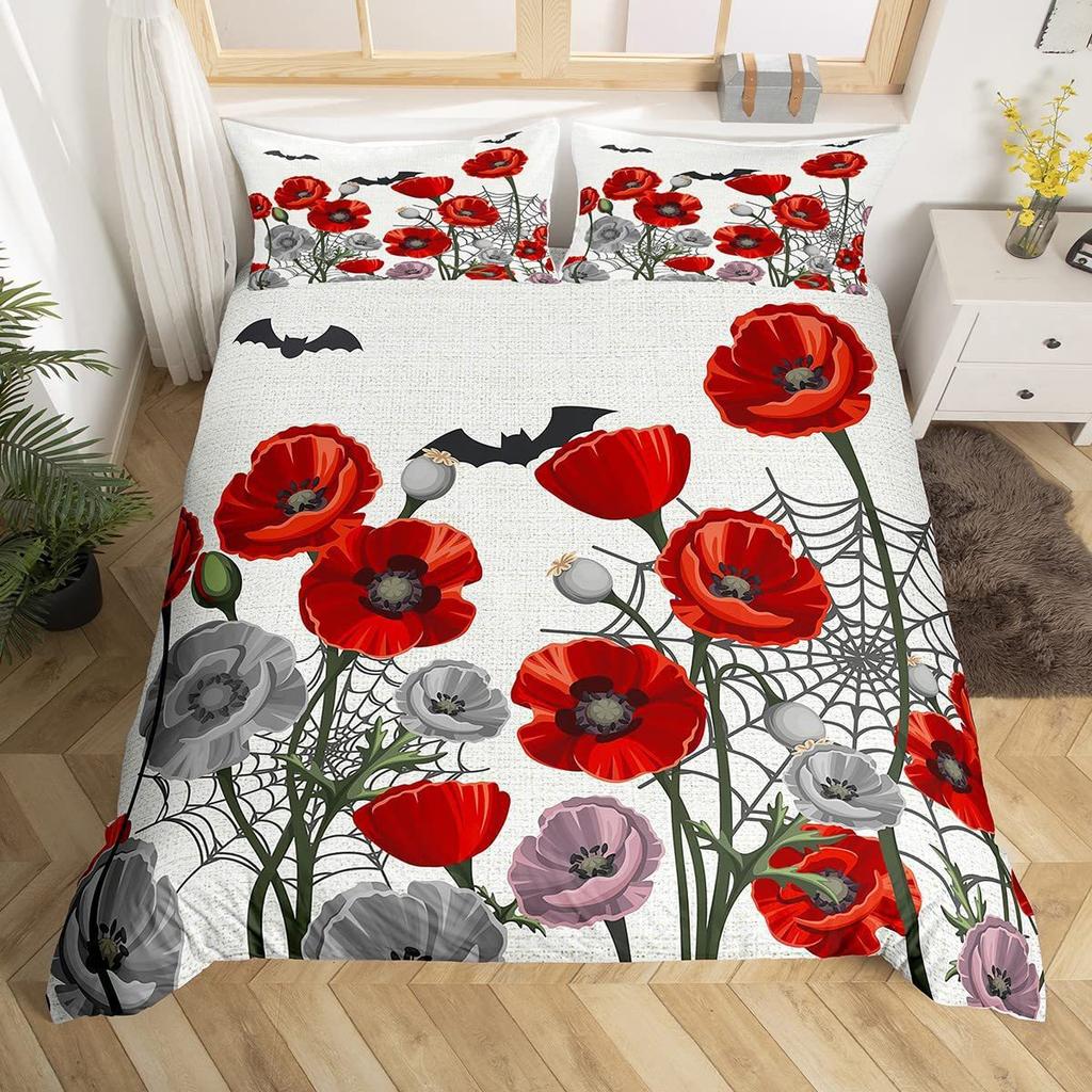 Digital Printing Three-Piece Kit Quilt Cover Pillowcase Cute Ghost Pumpkin Lantern Bedding