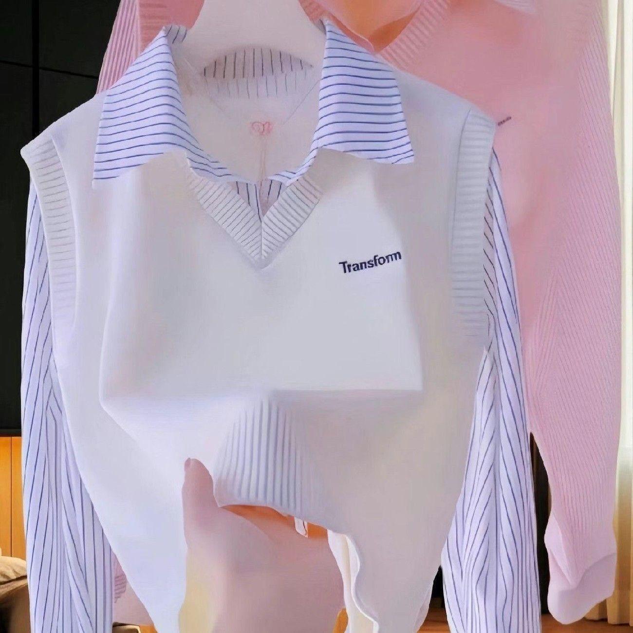 

New Chinese Style Knitted Sweater: Versatile Two-Piece Spliced Top for Spring, Autumn, and Winter M (95-110 jin)