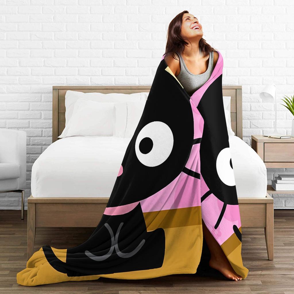 Cute Chococats Blanket Black Cat Soft Warm Graphic Plush Throw Blanket For Children Bedroom Flannel Bedspread Bed Cover