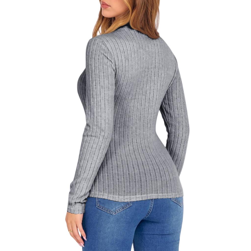 Women's Fashionable Round-neck Long-sleeved Solid-color Pullover Casual Top