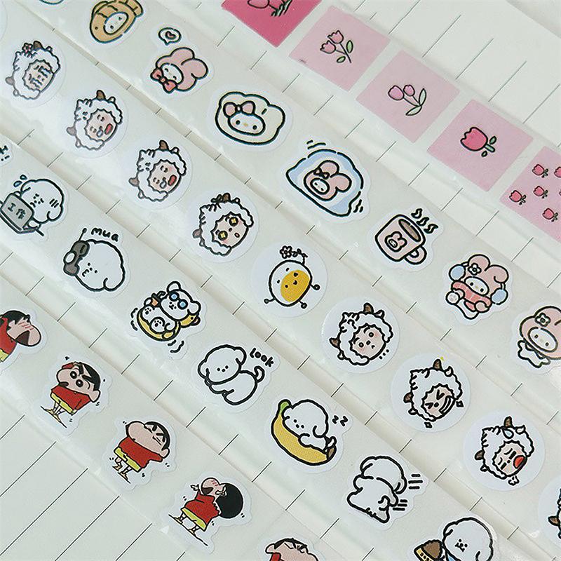 500Pcs/Roll Stickers Kawaii Hello Kitty Melody Kuromi Cinnamoroll Cartoon Kids Reward Stickers Gift Decoration Decals Toys