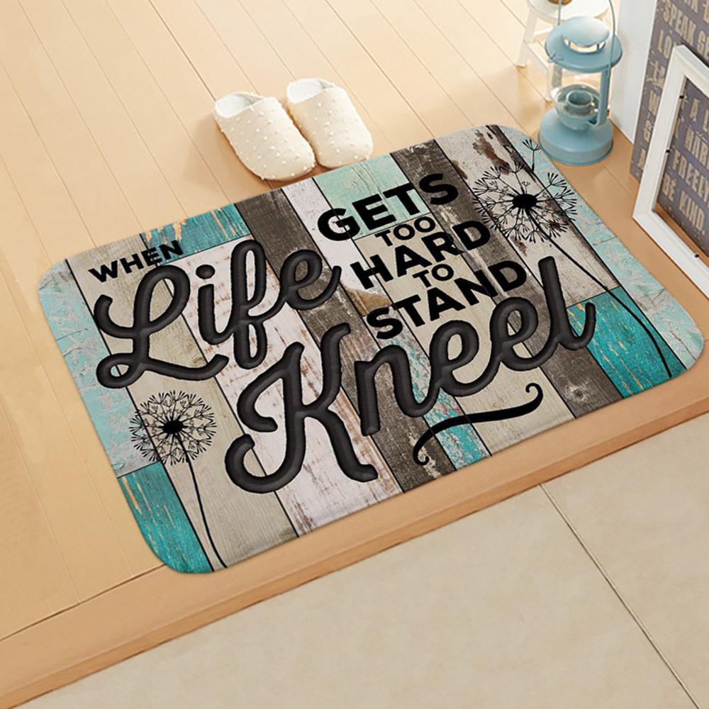 Letter Print Doormats Rectangle Non-Slip Flannel Door Mat Bedroom Kitchen Entrance Floor Mat Doormats 2021 Door Mat Balcony Mats