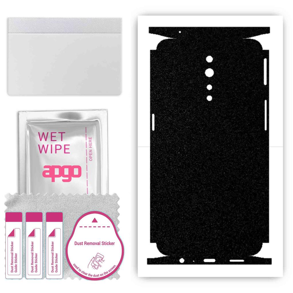 apgo Protective Skin Sticker for the back+sides compatible with Oppo Reno Z, Full Wrap Film, Foil, Vinyl - Pattern Matte Black
