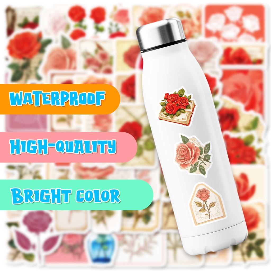 Neue 50 Retro Rote Rose Graffiti Aufkleber Hochwertiger Romantischer Rosenkoffer Computer Dekorationsaufkleber