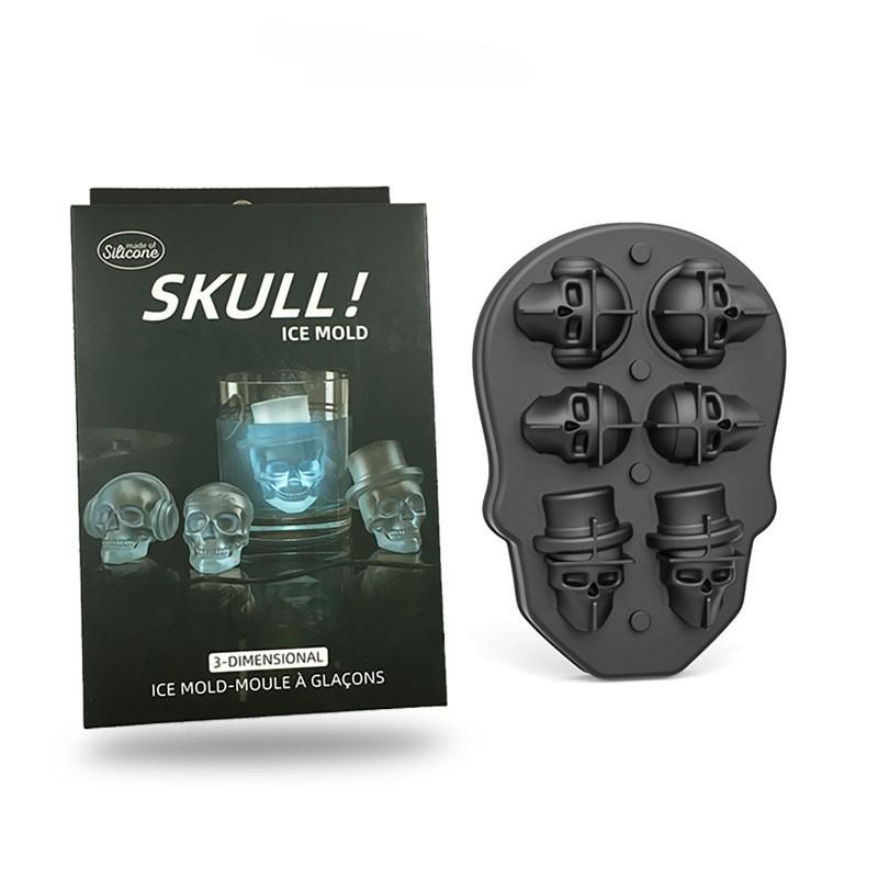 3D Skull Ice Machine Mold for Whiskey - 10 Cavity Skull Ice Cube Tray with Funnel - Skull Silicone Mold for Baking, Chocolate