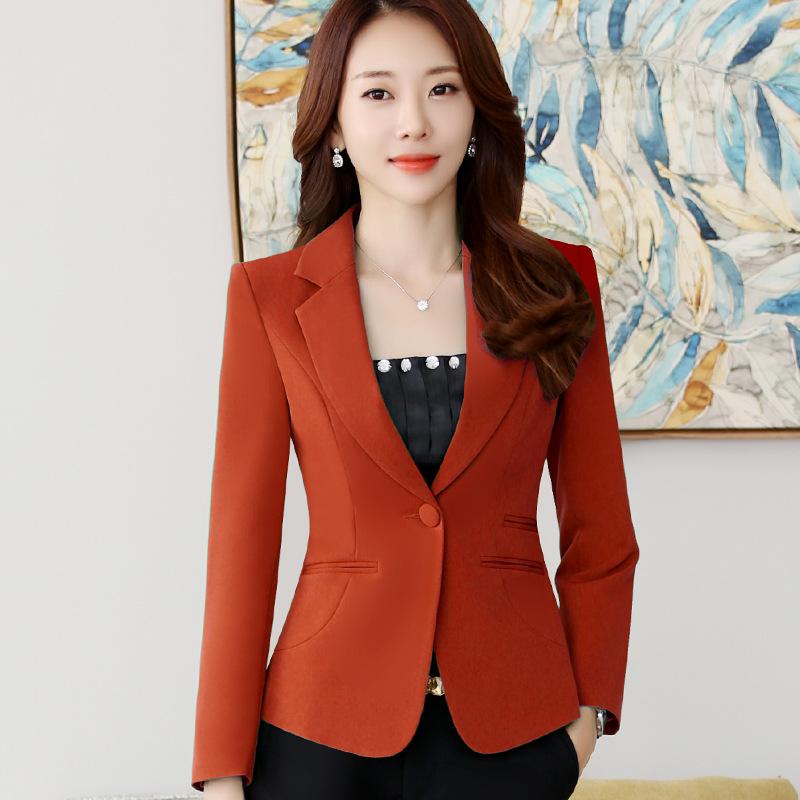 Fashionable Temperament Womens Blazer Jacket Spring and Autumn Short Red Long-sleeved Suit Slim Jacket
