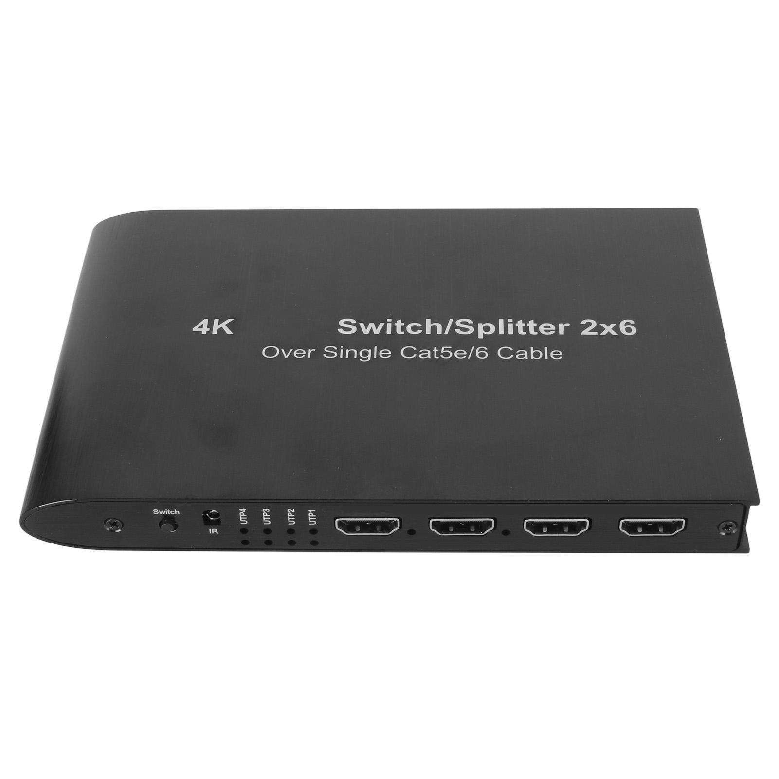 

2x6 HD Мультимедийный Интерфейс Коммутатор 2 в 6 выходов 3,5 мм Звук 4K 3D 1080P HDCP2.2 HDR 10 Видео Коммутатор US Plug