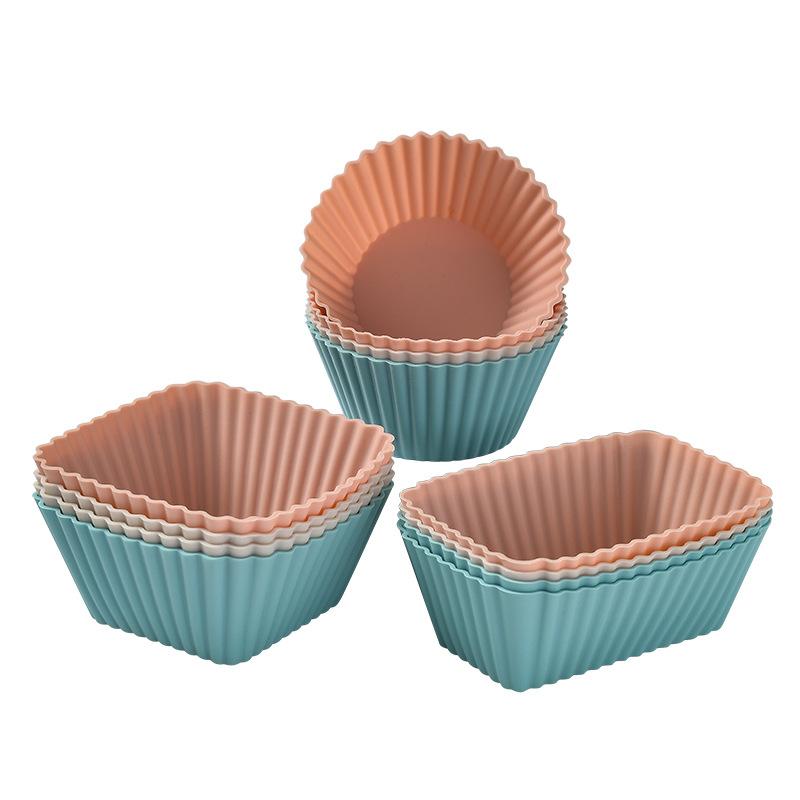 

12/24 шт. формочки для кексов круглые квадратные силиконовые формы для кексов формы для выпечки кухонные принадлежности инструменты для украшения торта 12pcs