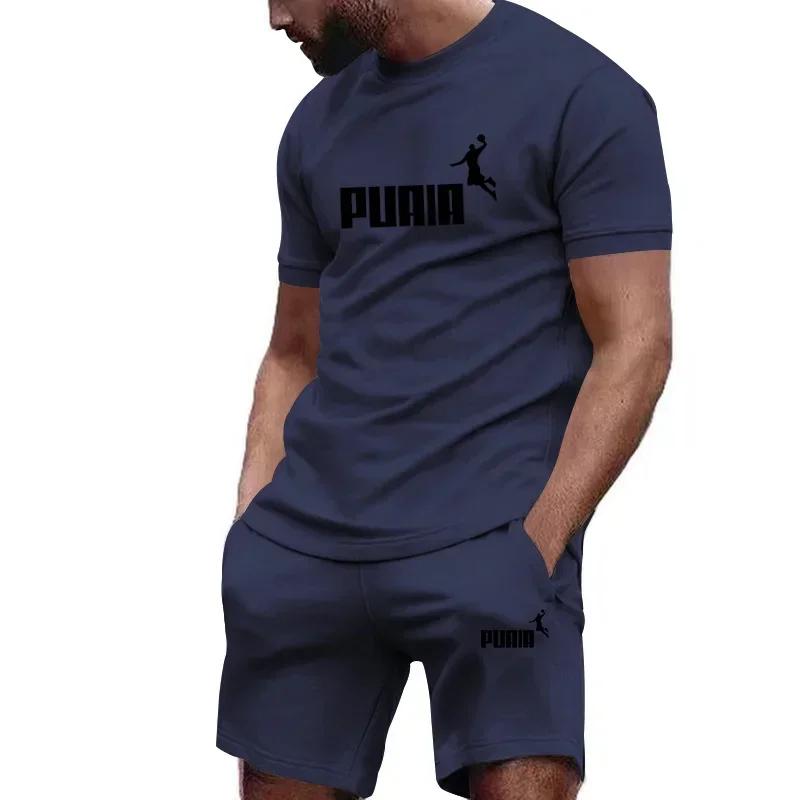 Summer Men's Fashion Tracksuit Short Sleeve T Shirts+Sport Shorts Suit  Casual  Clothing