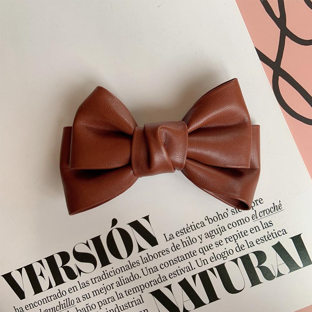 PU Leather Duckbill Clips Girls Solid Color Hair Clips Bow Hairpin Headwear Spring Clips