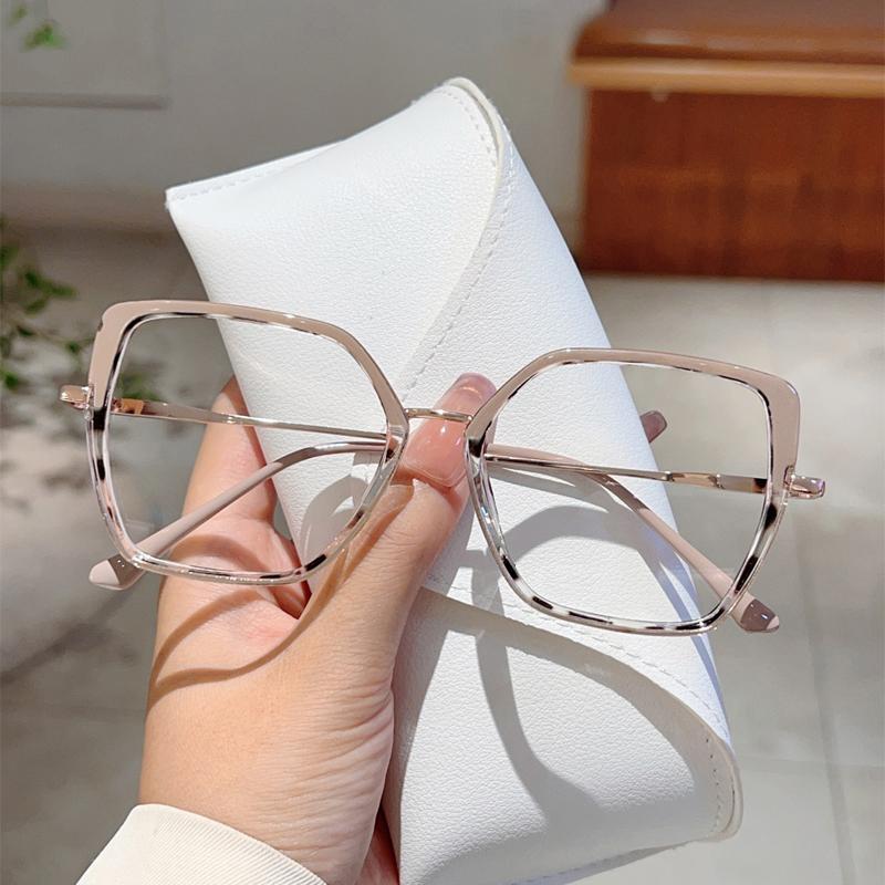 Fashion Oversize Black Frame Women Ins Brand Design Retro Metal Glasses Blue Light Blocking New Stylish Decor Eyewear