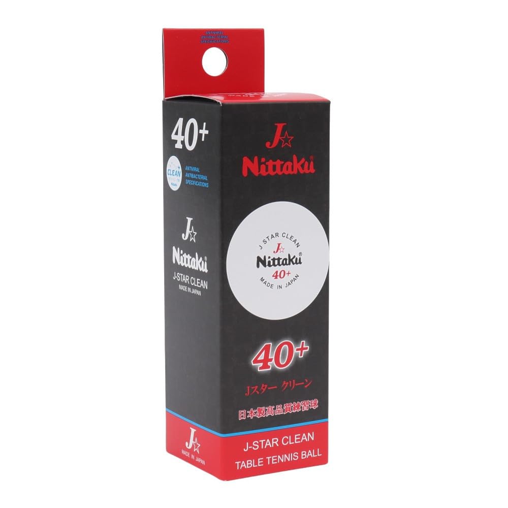 Nittaku Clean Table Tennis 3 NB1760 J-Star Balls, Balls, (White/FF)