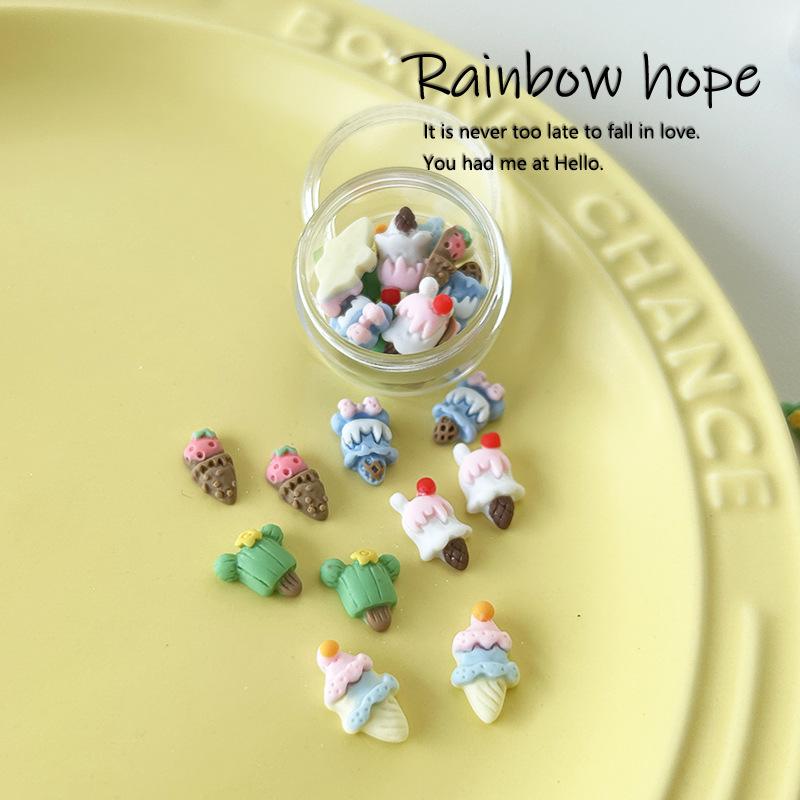 Cartoon Ice Cream & Donut Resin Nail Art Accessories