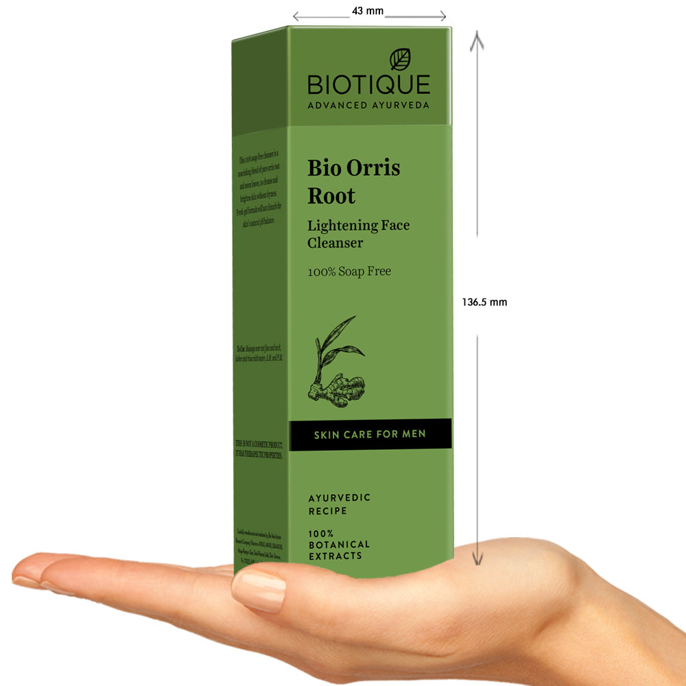 Biotique Orris Root Face Cleanser For Men 120ml | Brightening Soap-Free Wash | Acne & Blemish Control | pH Balanced Gel Formula