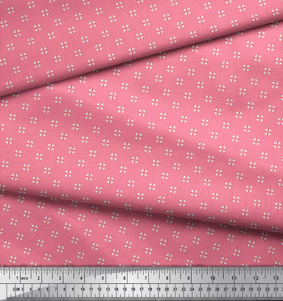 Soimoi Japan Crepe Satin Fabric Swimming Ring Small Printed Craft Fabric by the metre 42 Inch