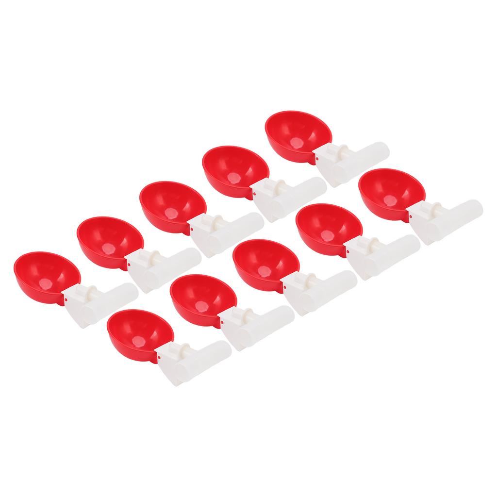 10er Set Hühner Trinkbecher Automatische Wassertränke Große Rote Plastikschüssel für Ente Vogel Huhn G3 4