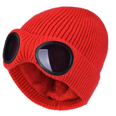 Chapeau d'hiver en laine avec protection des oreilles en velours pour garder au chaud, capuche pour le ski en extérieur avec lunettes
