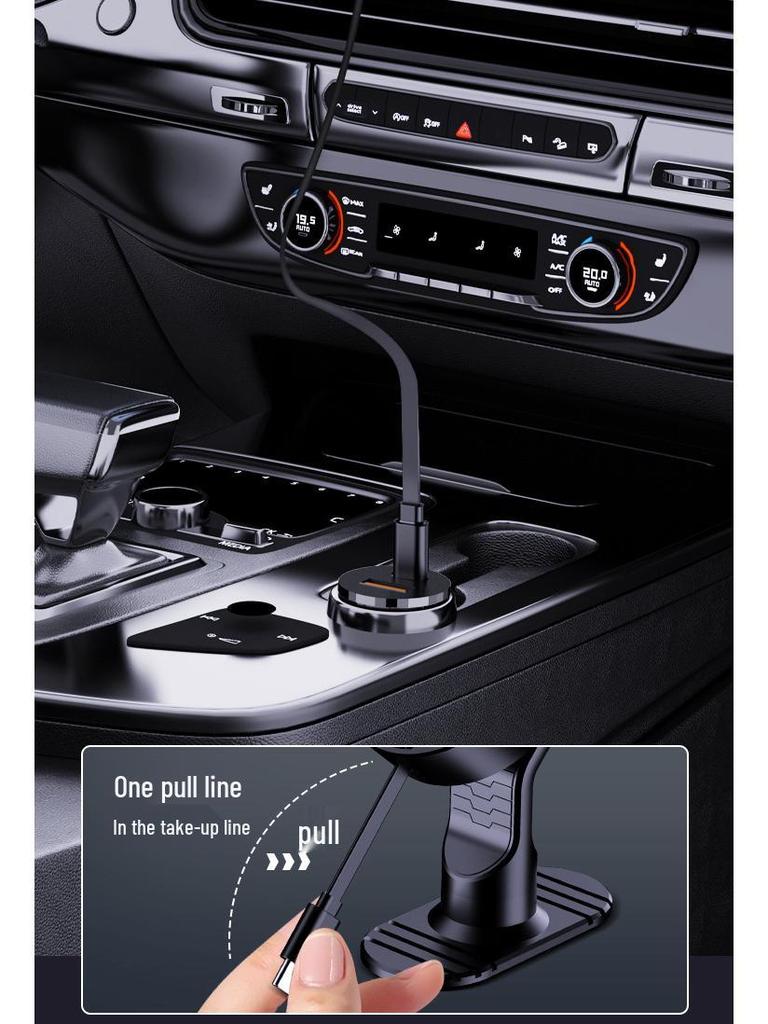 Magnetic Car Phone Holder with 15W Wireless Charger & Retractable Line, Rotating Stable Design