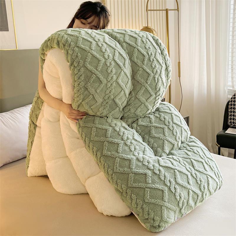 High-quality Thickened Winter Warm Bed Blanket Artificial Lamb Cashmere Weighted Blankets Thicker Warmth Duvet Quilt Comforter