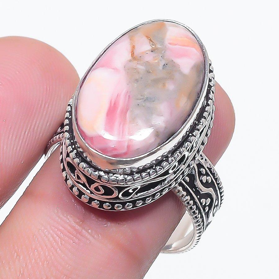 

Натуральный Родохрозит Драгоценный Камень 925 Стерлинговое Серебро Ювелирное Кольцо Размер 9 Q0D76