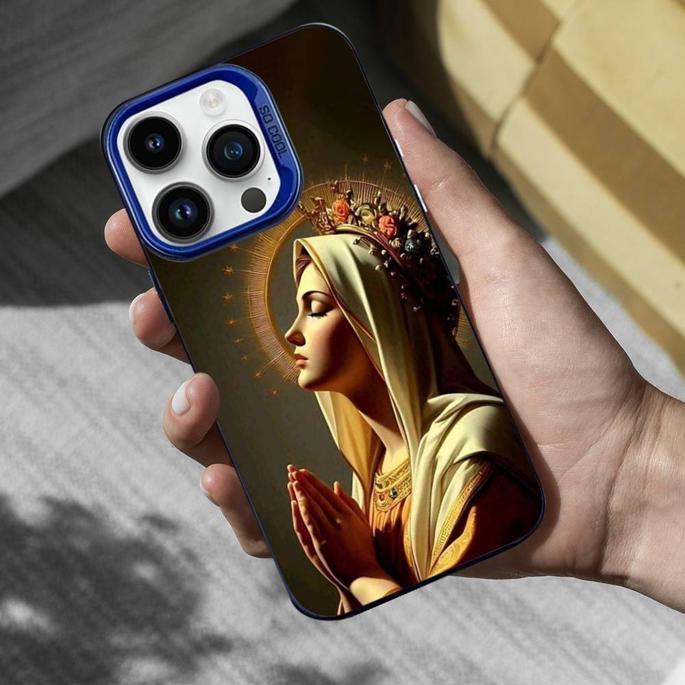 

Virgin De Guadalupe Phone Case For iPhone 16,15,14,13,12,11,Mini,Pro,SE,XS,MAX Blue Matte Silicone Cover iPhone12PROMAX