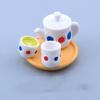 Model Dollhouse Miniature Teapot Cups Set Kettle Simulation Teapot Model  Dollhouse Accessories
