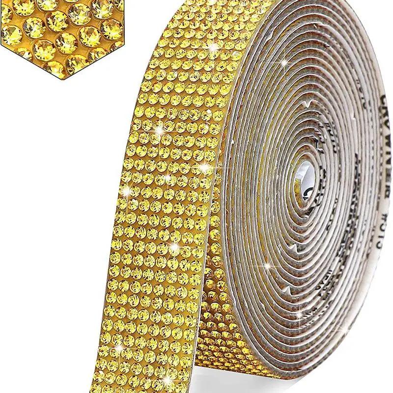 Self Adhesive Crystal Rhinestone Sticker Diamond Ribbon DIY Sticker Rhinestones Arts Crafts Car Phone Decoration