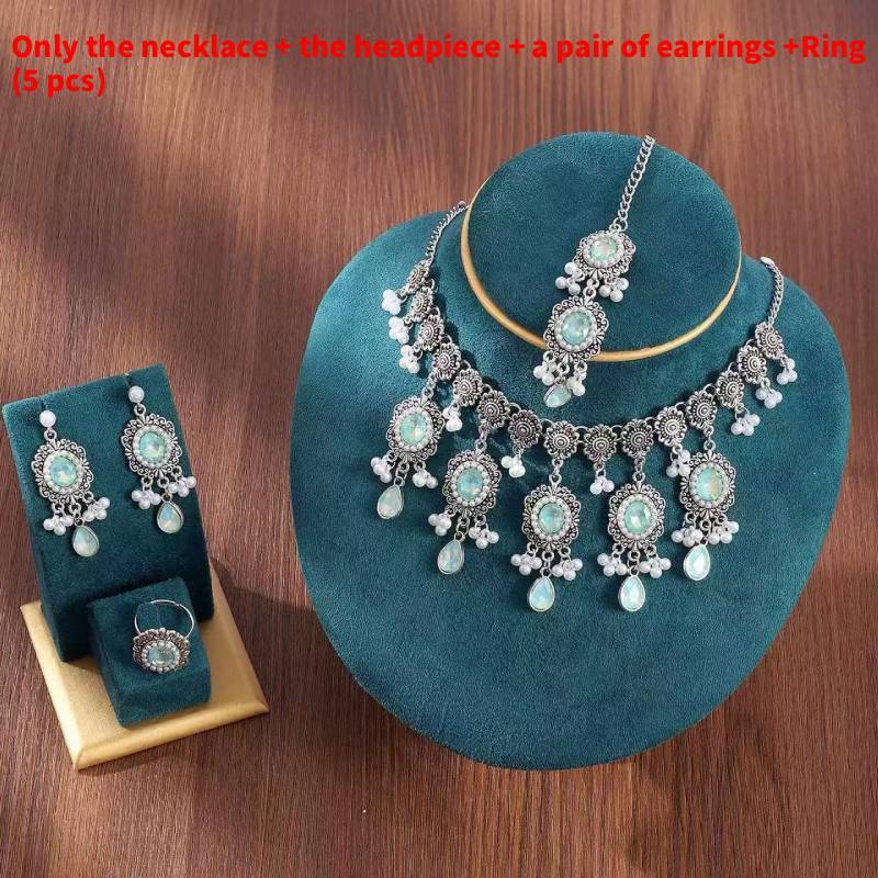 Luxury Water Drop Pendant Necklace With Pearl Tassel Earrings And Rhinestone Set For Women