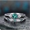 Elegant Emerald Zircon Ring For Women Blue Sapphire Wedding Band Set Fashion Jewelry
