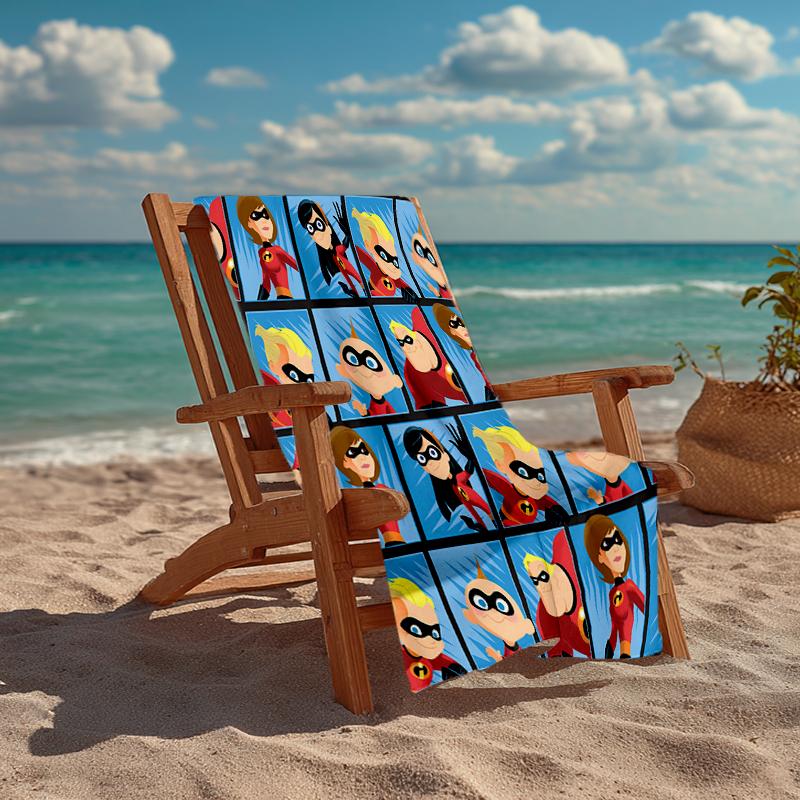 Ultra-Soft Beach Towel with The Incredibles Theme,Ideal for Pool - Camping, Diving - Perfect Travel Essential, Vibrant Beach Towel.