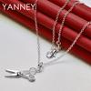 Fine 925 Sterling Silver 16-30 Inches Simple Scissors Necklace For Women Men Fashion Wedding Jewelry Gift Party Christmas
