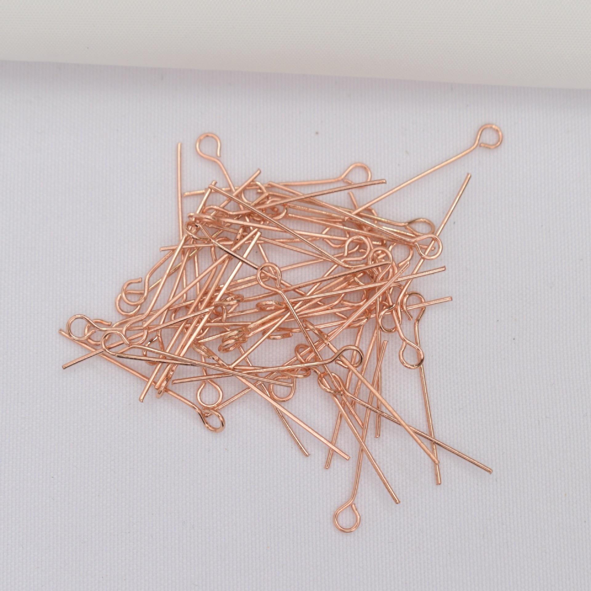 

100pcs Color Retention 14K Gold Nine-Character Needle 9-Character Needle Round Head Needle Diy Handmade Bracelet Necklace Beaded Material Accessories B92 length 50mm line thickness 0.5