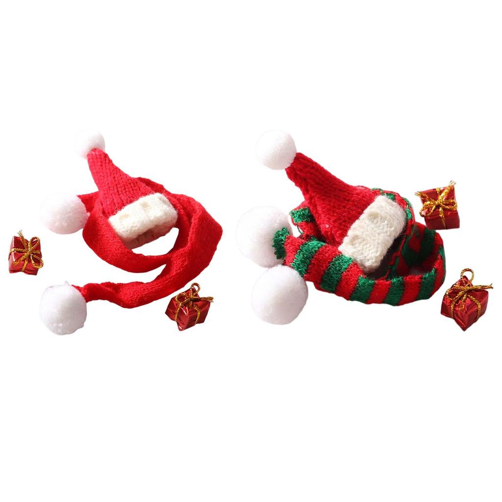 Christmas Doll Clothes Ornaments Christmas Tree Scarf Christmas Snowman Hats Scene Layout Dolls Accessories for 1:12 Santa