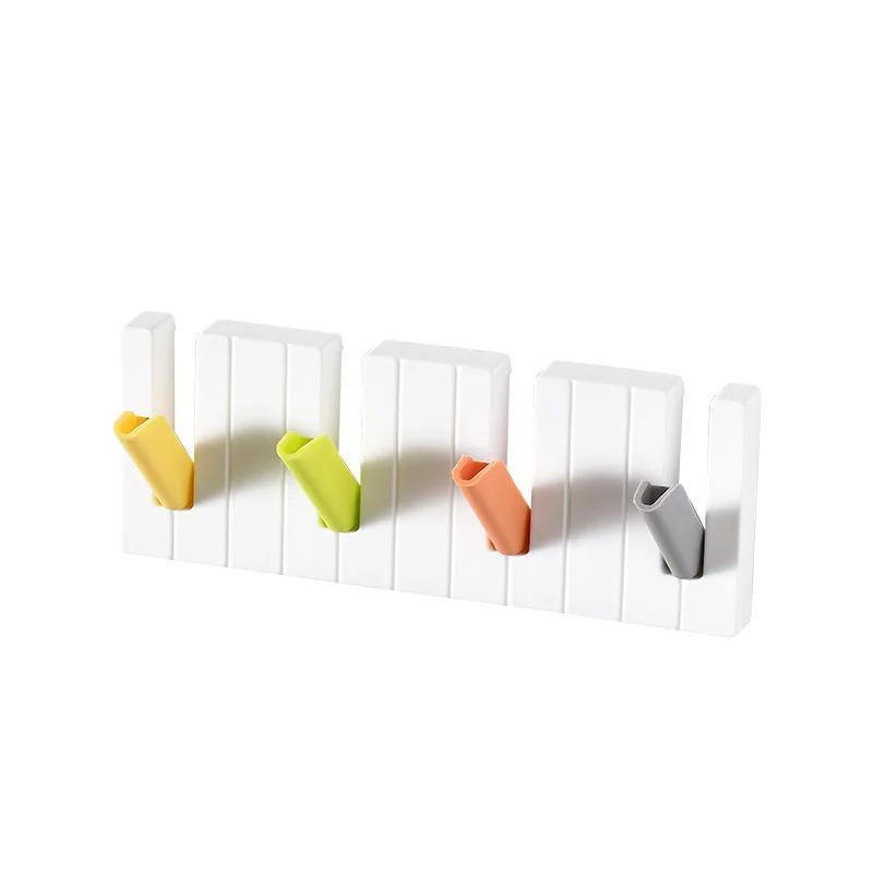 

No Drill Adhesive Hook Strong Hold Universal Four Grid Design For Bathroom Kitchen Entryway Hanging Bags Hats Coats Organizer