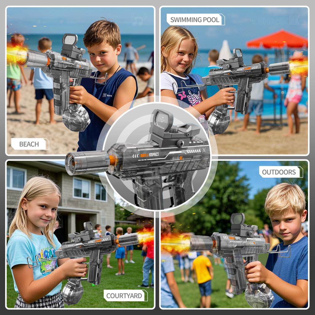 New UZI Simulated Flame Electric Water Gun for Kids High Pressure Automatic Watergun Children Summer Outdoor Beach Water Gun Toy