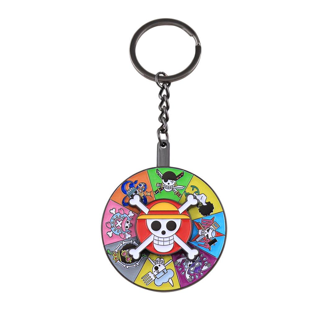 Straw Hat Pirates Enamel Keychain: Rotating Cartoon Crew Pendant