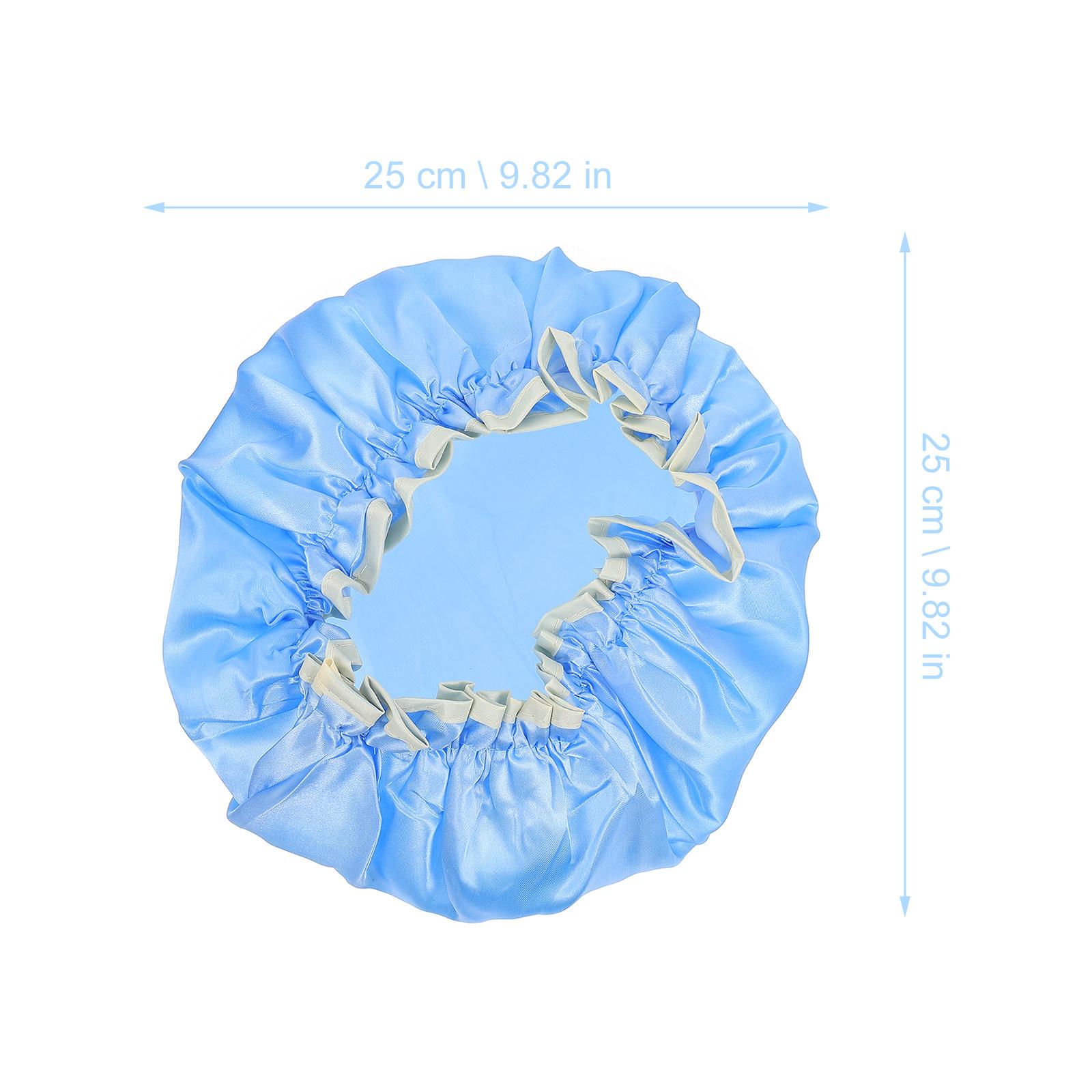 3Pcs Double-Layer Waterproof Bath Caps Female Shower Caps Reusable Washable Moisture-Proof Bath Hats for Ladies Home Shower Use синий