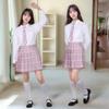 Joyasslly High School Girl Uniform Pleated Checkered Halloween Short Long Sailor Party Outfit Long Sleeve Size 4-Piece Set, Skirt, Skirt, Skirt,