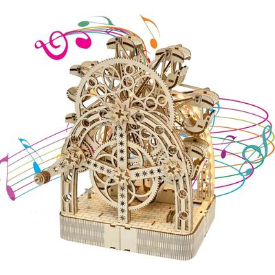 3D-Holzpuzzle, mechanisches Riesenrad, Spieluhrmodell, Denksportaufgabe, DIY-Bastelsets, 3D-Puzzles, Hobbyprojekte, Bausätze, kreatives Geschenk