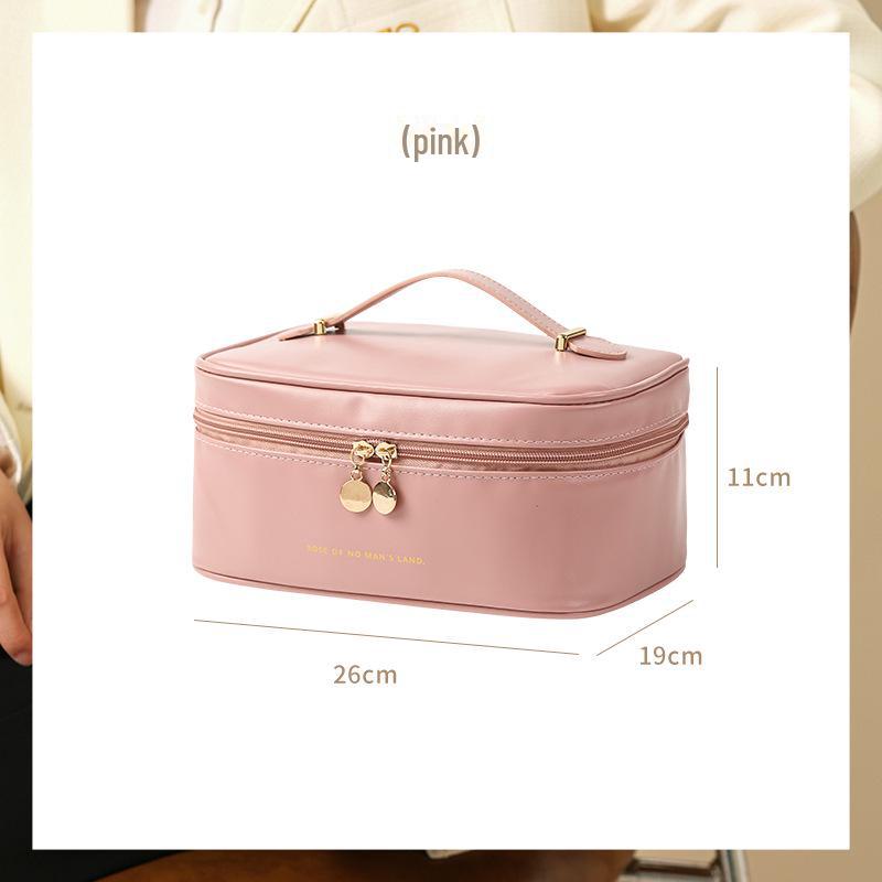 

Высококачественная дорожная косметичка большой вместимости из полиуретана — портативное, водонепроницаемое и стильное хранилище косметики розовый
