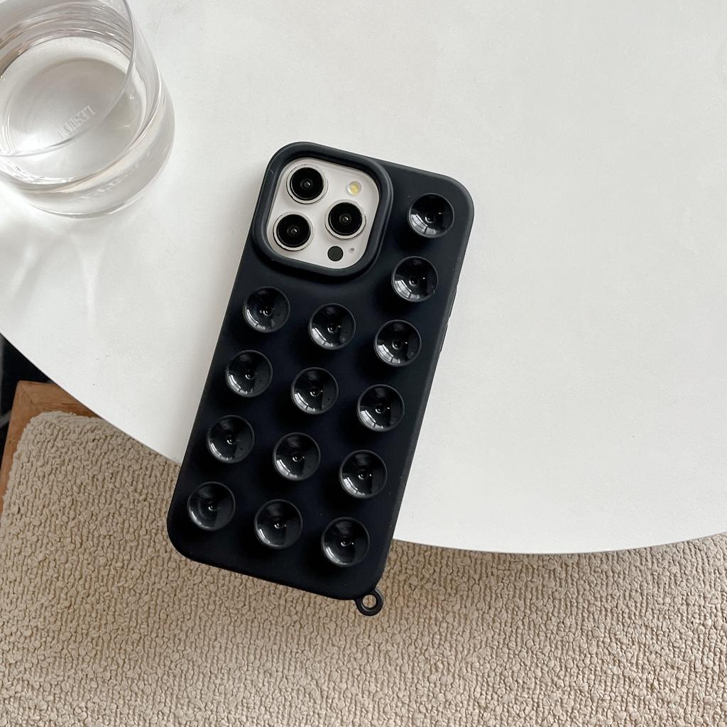 INS Cute Creative Suction Cup Phone Case For For Iphone 16 1 Plus 14 13 12 11 Pro Max Gadget Holder Funny Soft Silicone Back Cover