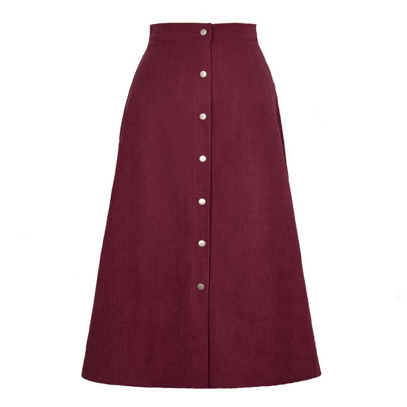 Solid Color High Waisted Buckle Skirt for Women Pure Color High Waist