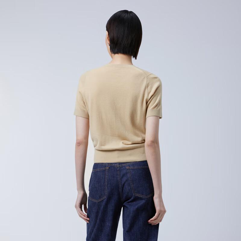 JNBY Women's 2024 Spring Cashmere Knit Short Sleeve Top