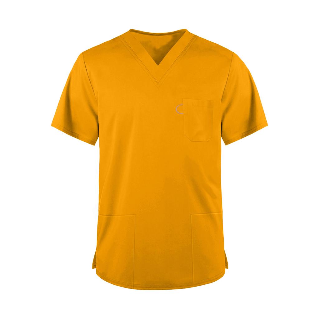 Men's Fashionable V-neck Short-sleeved Work Uniform, Color Top, Uniform
