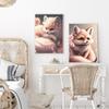 Tier Niedlicher Babyfuchs Rosa Cartoon-Drucke Poster Leinwandmalerei Moderne Wandkunst Bilder für Wohnzimmer Schlafzimmer Heimdekoration