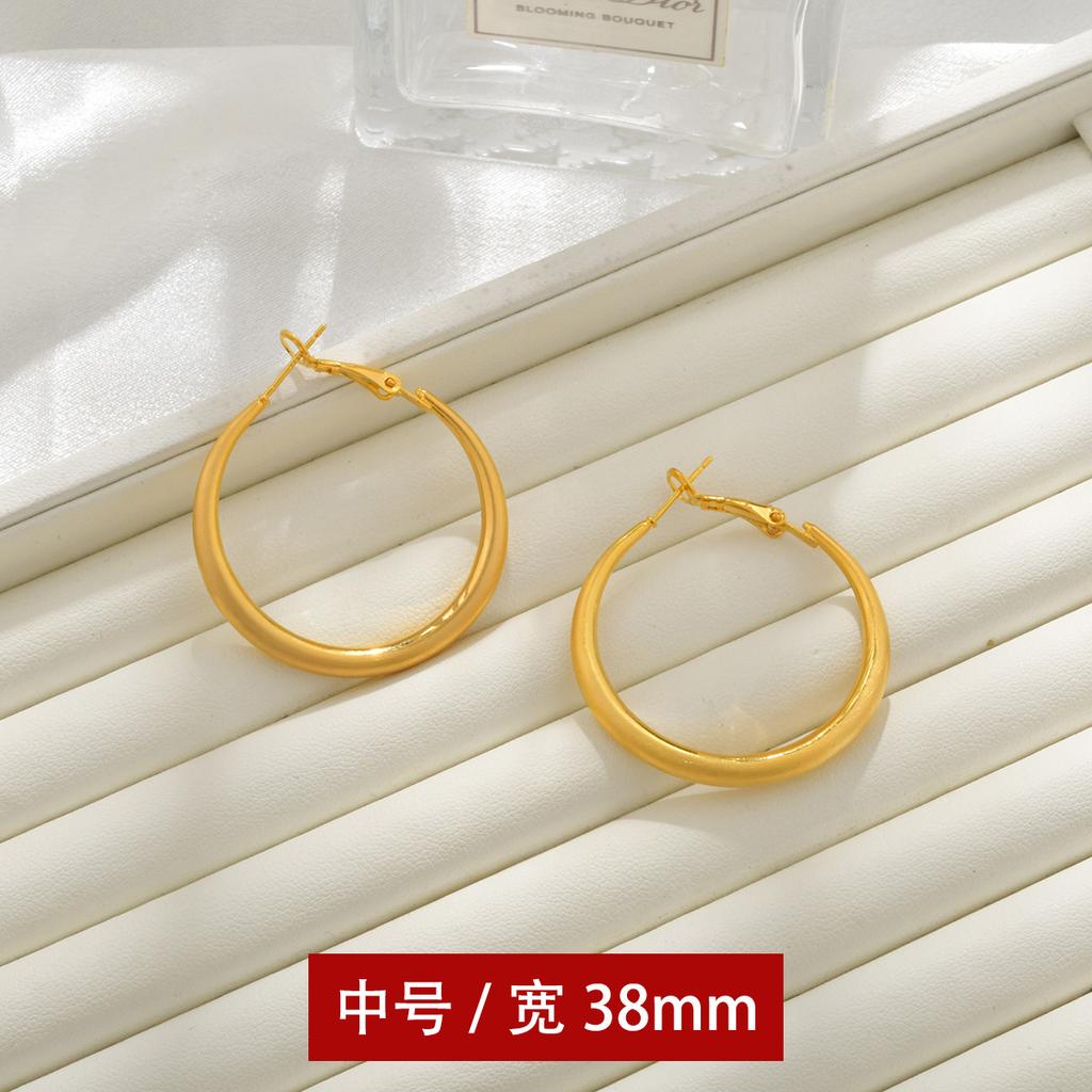 European and American Exaggerated Circle Earrings, High-end Sense, Personalized Brushed Light Luxury Earrings, Large Circle Temperament
