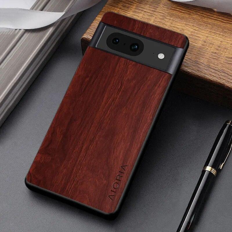 

Чехол для Google Pixel 8 Pro, высококачественный чехол из искусственной кожи с деревянным бамбуковым узором для телефона google Pixel 8 Google Pixel 8 коричневый