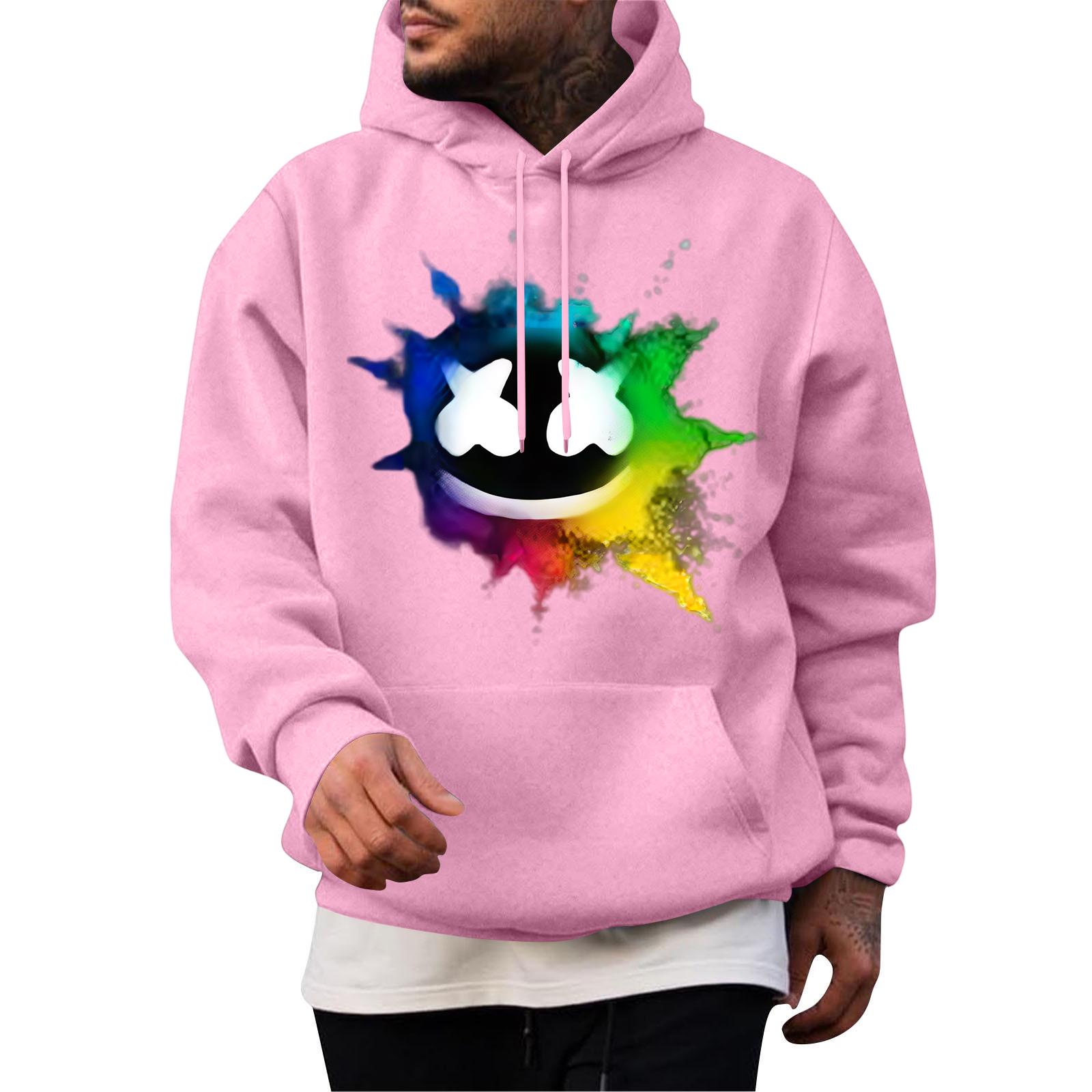 

Мужская повседневная толстовка модная толстовка с капюшоном для отдыха топы подростковая уличная мода рубашка с длинным рукавом теплая XL розовый