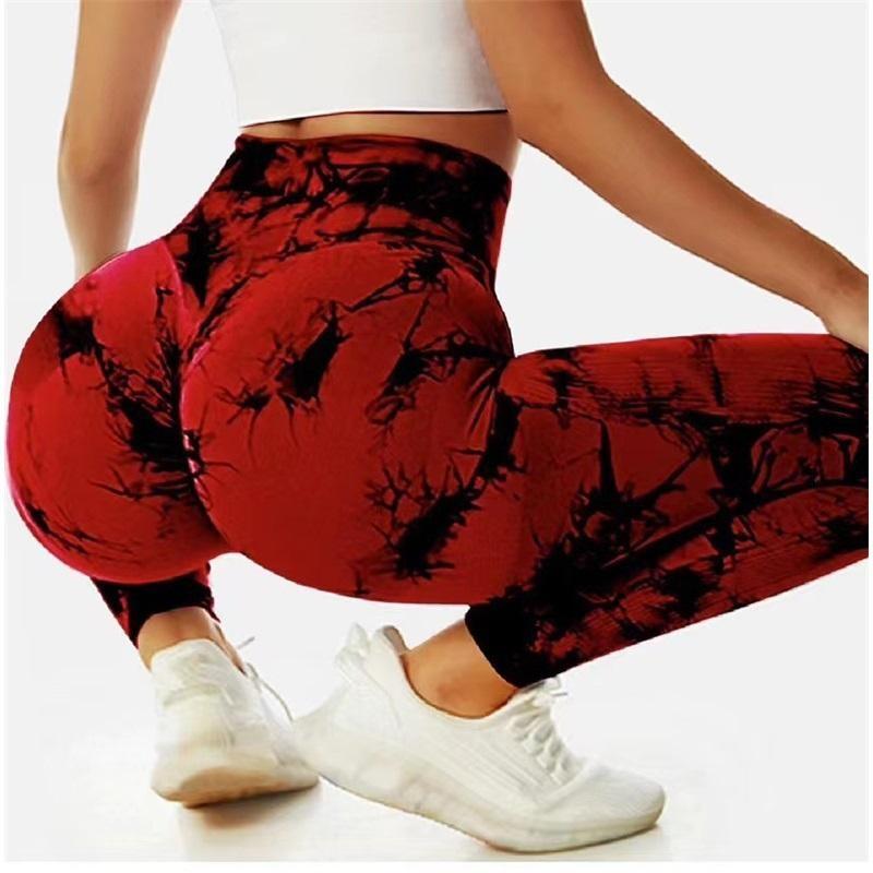 High Waist Tie Dye Butt Lift Quick Dry Fitness Pants Breathable Peach Compression Yoga Pants For Running Training And Workout