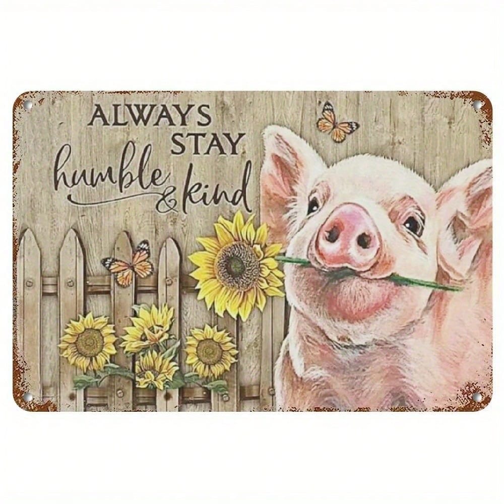 Vintage Rustic Pig Metal Wall Art Kitchen Farmhouse Decor 20x30
